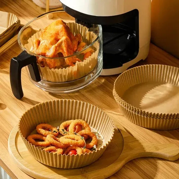 50 PC Air Fryer Disposable Paper Liner, Liner Square Round Oil-proof Paper Tray Non-Stick Baking Mat Air Fryer Accessories