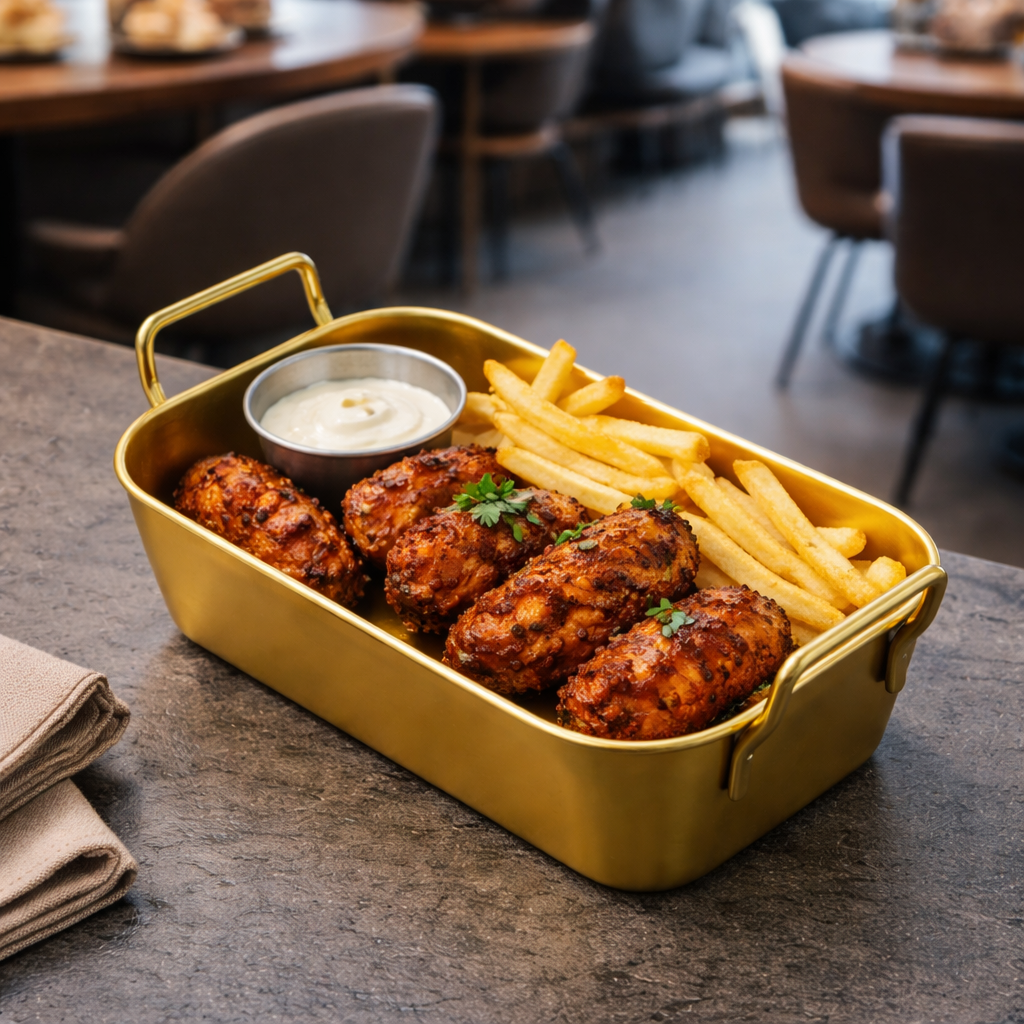 Stainless Steel Food Storage Tray Double Handle 16CM