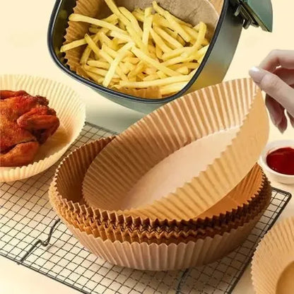 50 PC Air Fryer Disposable Paper Liner, Liner Square Round Oil-proof Paper Tray Non-Stick Baking Mat Air Fryer Accessories