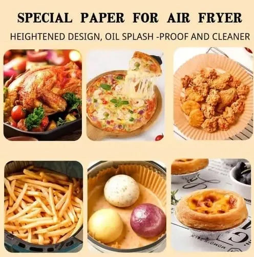 50 PC Air Fryer Disposable Paper Liner, Liner Square Round Oil-proof Paper Tray Non-Stick Baking Mat Air Fryer Accessories
