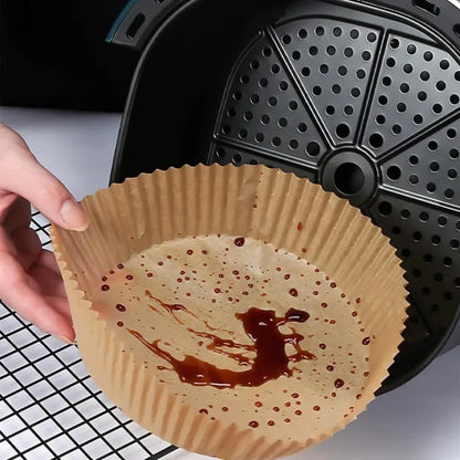 50 PC Air Fryer Disposable Paper Liner, Liner Square Round Oil-proof Paper Tray Non-Stick Baking Mat Air Fryer Accessories
