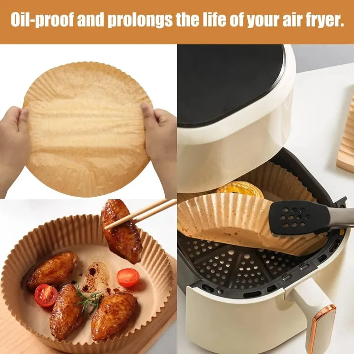 50 PC Air Fryer Disposable Paper Liner, Liner Square Round Oil-proof Paper Tray Non-Stick Baking Mat Air Fryer Accessories