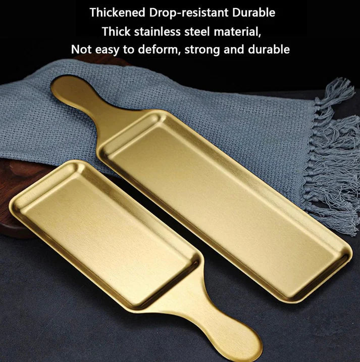 Golden Serving Tray with Handle(Large Size)
