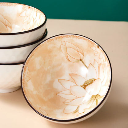 Flower Pattern Porcelain Bowl Six Set