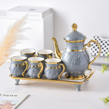 Imported Ceramics 9pcs Tea Set with Golden Border
