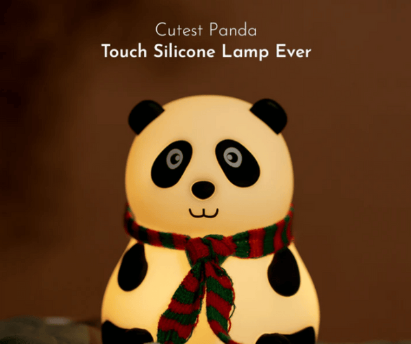 Cute Panda Night Light with Scarf – Soft Silicone LED Bedside Lamp for Kids & Home Decor