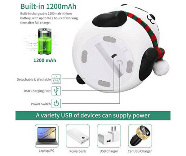 Cute Panda Night Light with Scarf – Soft Silicone LED Bedside Lamp for Kids & Home Decor
