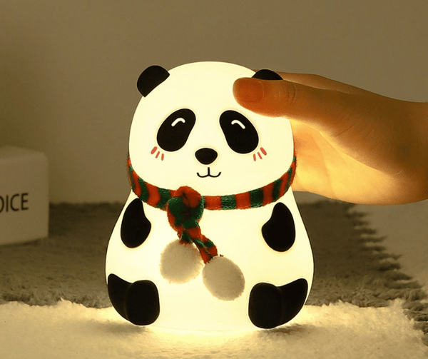 Cute Panda Night Light with Scarf – Soft Silicone LED Bedside Lamp for Kids & Home Decor