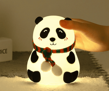 Cute Panda Night Light with Scarf – Soft Silicone LED Bedside Lamp for Kids & Home Decor