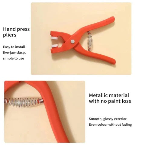 New Imported Quality 50 Metal Snaps Buttons with Fastener Pliers Tool Kit Five Buckle Set Sewing Free Buttons Set