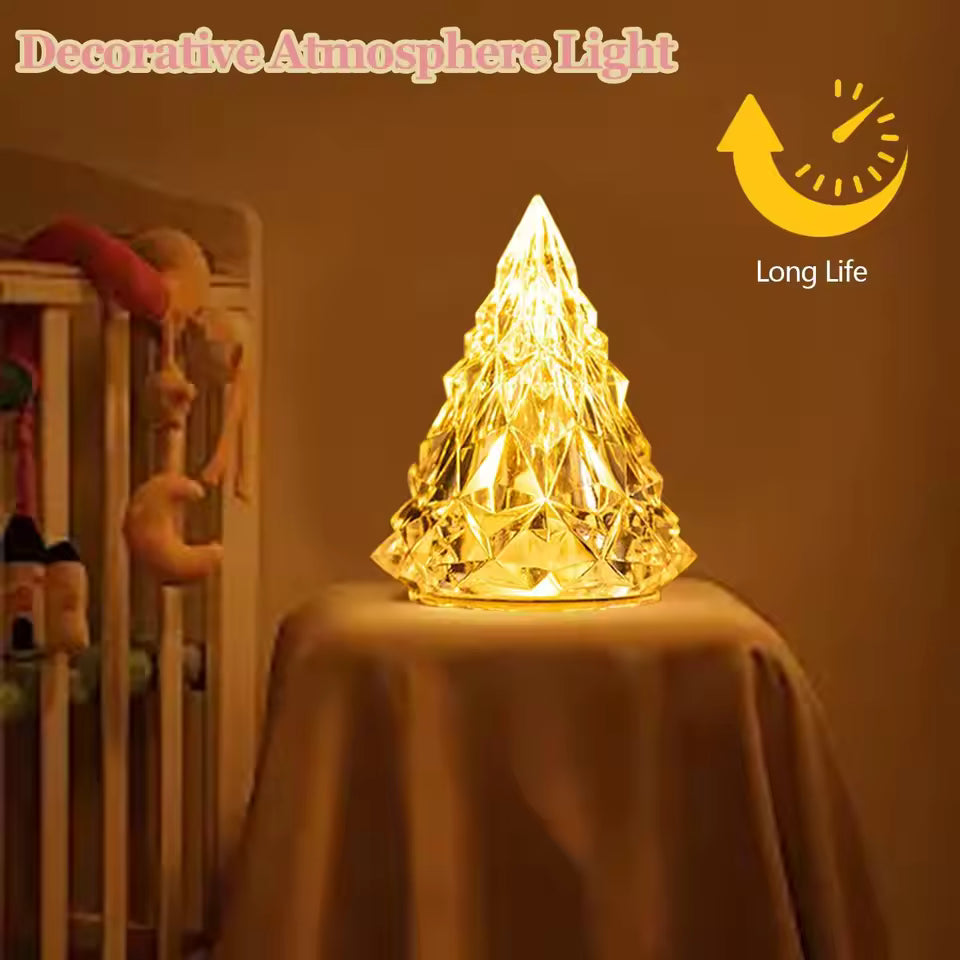 Luxury Crystal LED Christmas Tree Lamp – Elegant Diamond Cut Night Light