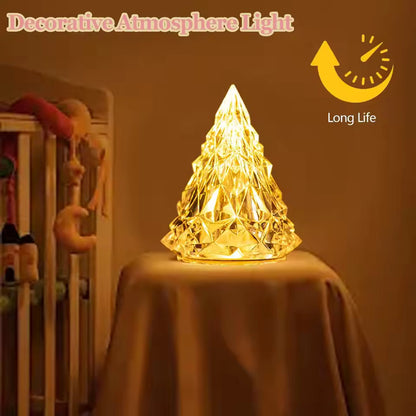 Luxury Crystal LED Christmas Tree Lamp – Elegant Diamond Cut Night Light