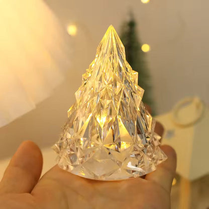 Luxury Crystal LED Christmas Tree Lamp – Elegant Diamond Cut Night Light