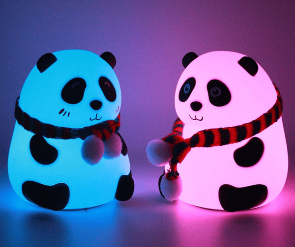 Cute Panda Night Light with Scarf – Soft Silicone LED Bedside Lamp for Kids & Home Decor