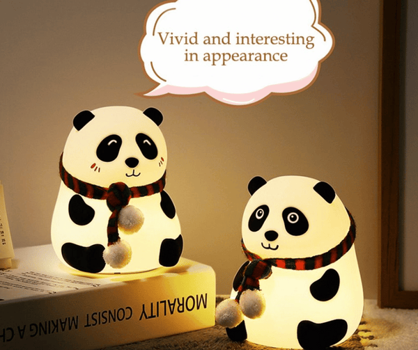 Cute Panda Night Light with Scarf – Soft Silicone LED Bedside Lamp for Kids & Home Decor
