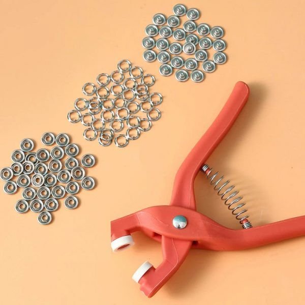 New Imported Quality 50 Metal Snaps Buttons with Fastener Pliers Tool Kit Five Buckle Set Sewing Free Buttons Set