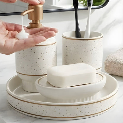 Luxury 4-Piece Ceramic Bathroom Accessories Set for Modern & Minimalist Bathrooms