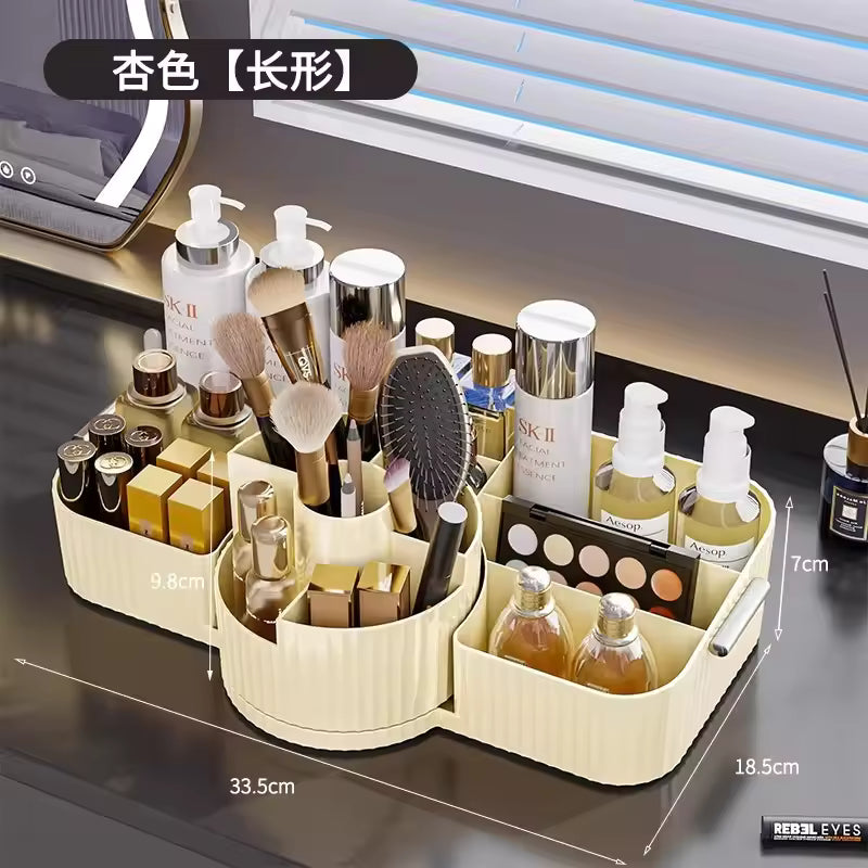 Luxury 360° Rotating Makeup Brush Holder Cosmetic Storage Box Vanity Makeup Organizer
