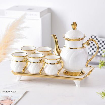Imported Ceramics 9pcs Tea Set with Golden Border