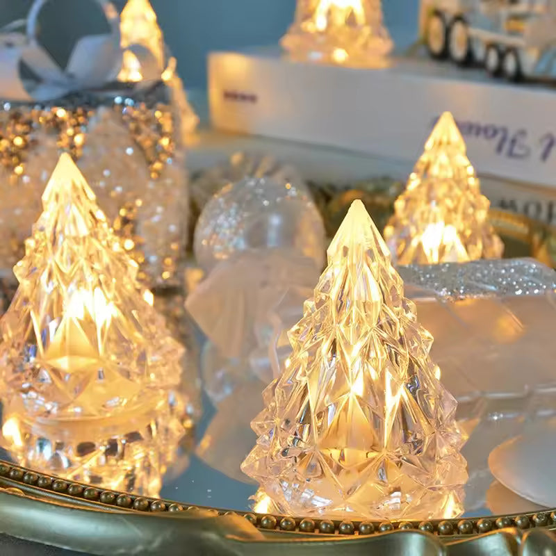 Luxury Crystal LED Christmas Tree Lamp – Elegant Diamond Cut Night Light