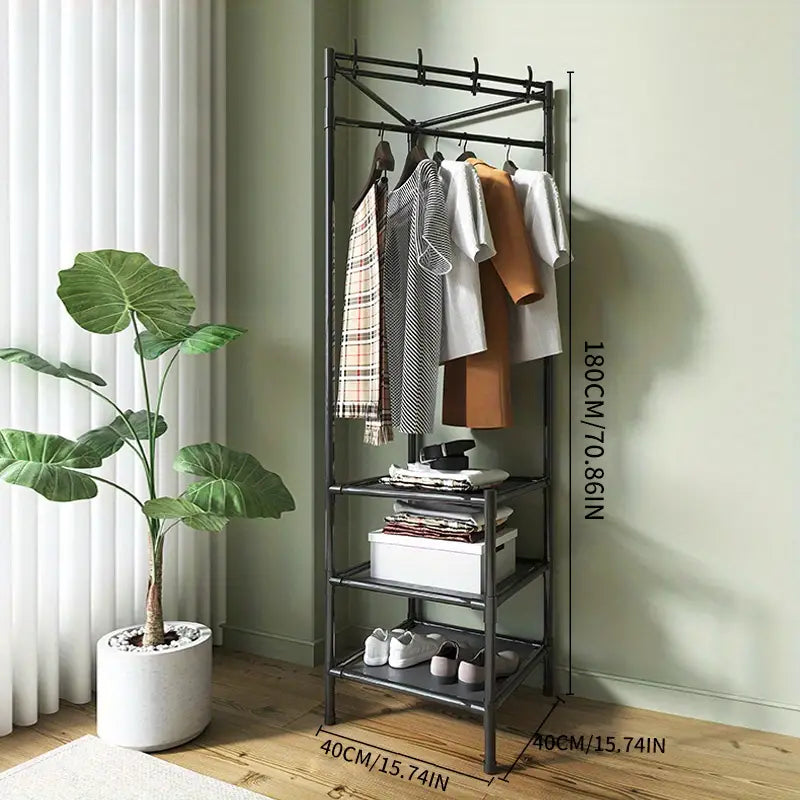 Corner Coat Rack Floor Standing Clothes Hanger Multilayer Coats Racks