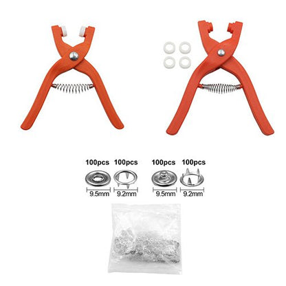 New Imported Quality 50 Metal Snaps Buttons with Fastener Pliers Tool Kit Five Buckle Set Sewing Free Buttons Set