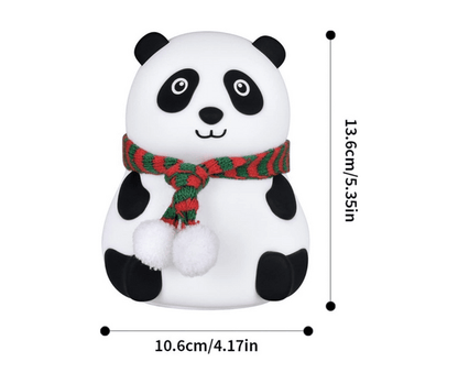 Cute Panda Night Light with Scarf – Soft Silicone LED Bedside Lamp for Kids & Home Decor