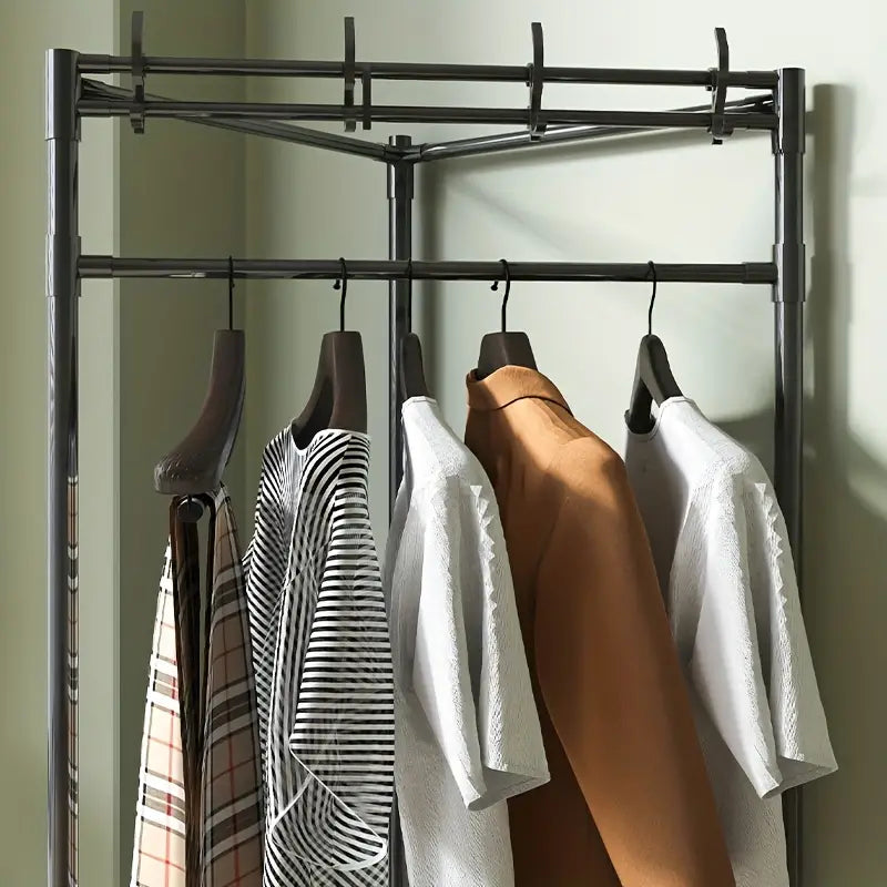 Corner Coat Rack Floor Standing Clothes Hanger Multilayer Coats Racks