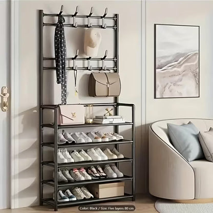 5-Layer Multifunctional Coat & Shoe Rack – Space-Saving Organizer