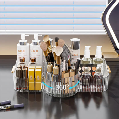 Luxury 360° Rotating Makeup Brush Holder Cosmetic Storage Box Vanity Makeup Organizer