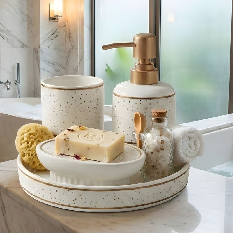 Luxury 4-Piece Ceramic Bathroom Accessories Set for Modern & Minimalist Bathrooms