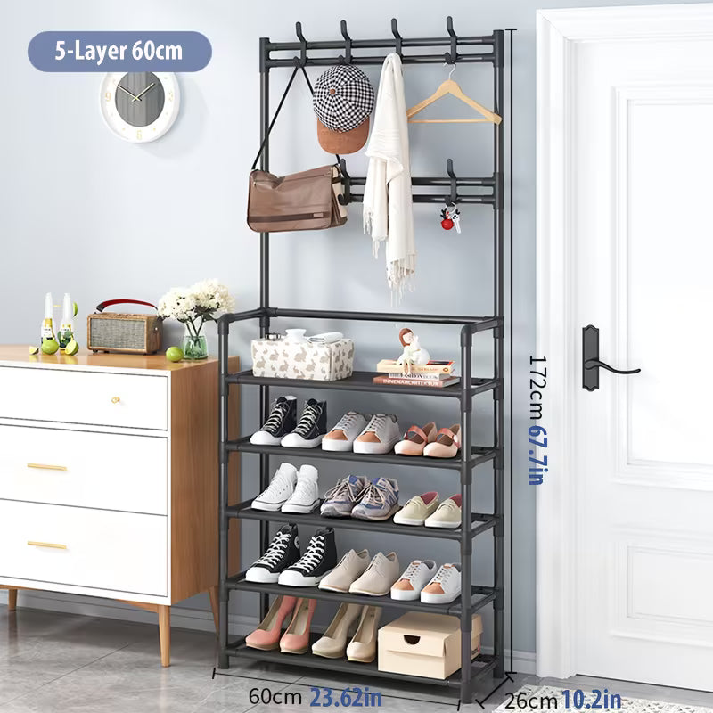 5-Layer Multifunctional Coat & Shoe Rack – Space-Saving Organizer