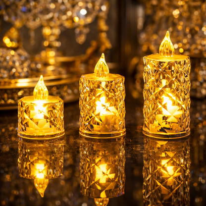 Crystal Flameless Candle Light Flameless LED Crystal Candle Light Clear Shell Crystal Candle Light Ornament