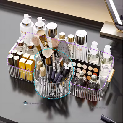 Luxury 360° Rotating Makeup Brush Holder Cosmetic Storage Box Vanity Makeup Organizer