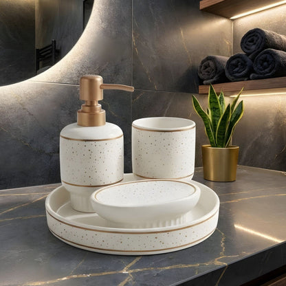Luxury 4-Piece Ceramic Bathroom Accessories Set for Modern & Minimalist Bathrooms