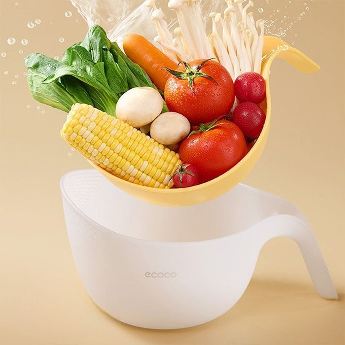ECOCO DUAL-LAYER COLANDER SET – STRAINER WITH DRAIN BOWL & HANDLE