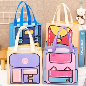 4pcs Cartoon Style Portable Storage Backpack Bag