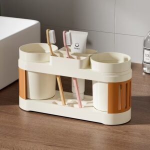 Dual-Cup Toothbrush Holder Set Anti-Slip Base