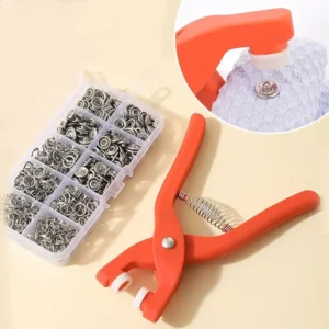 New Imported Quality 50 Metal Snaps Buttons with Fastener Pliers Tool Kit Five Buckle Set Sewing Free Buttons Set