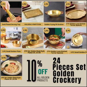 24 Pieces Set Golden Crockery Design Tow