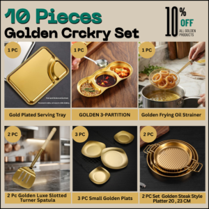 10 Pieces Golden Crockery Set Design One