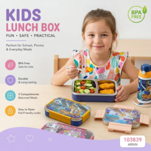 Stainless Steel Cartoon Kids Bento Lunch Box Divided