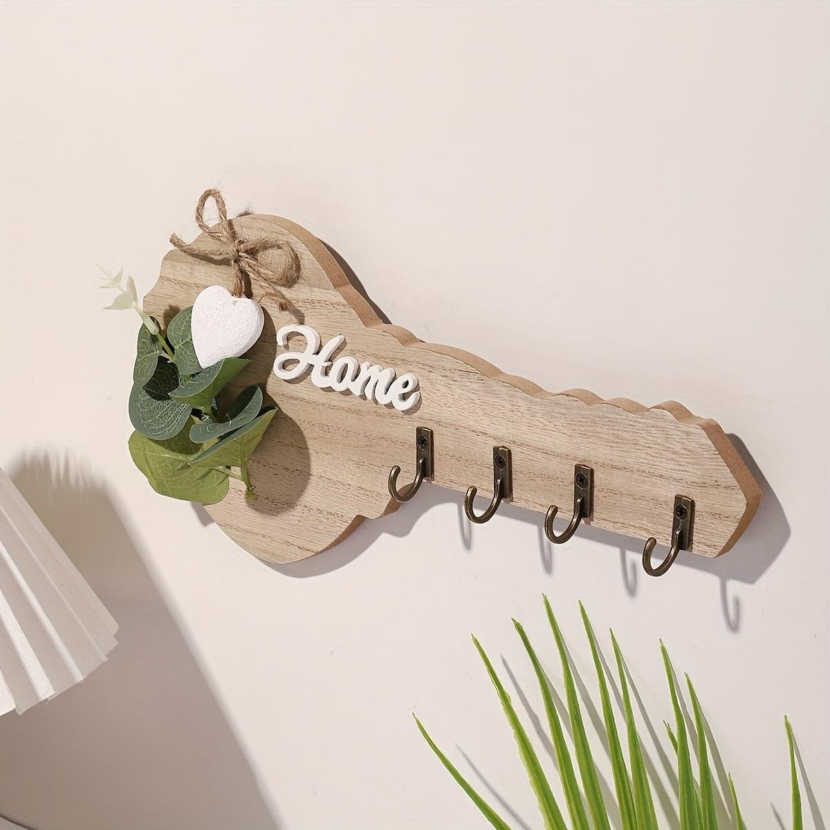 1PC HOME WOODEN KEY SHAPED HOOK - Image 3