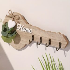 1PC HOME WOODEN KEY SHAPED HOOK