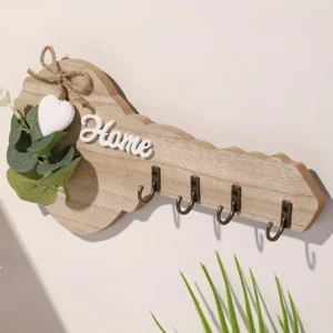 1PC HOME WOODEN KEY SHAPED HOOK