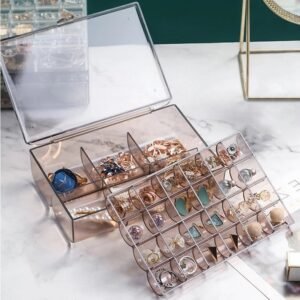 24-Grid Transparent Acrylic Jewelry Box Organizer - Storage