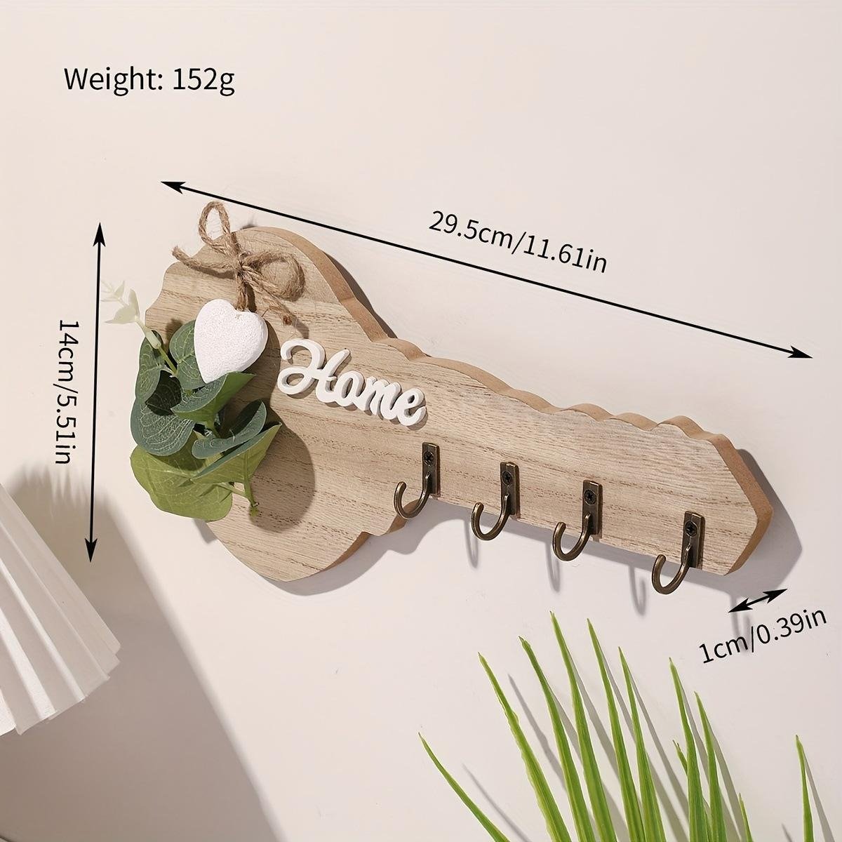 1PC HOME WOODEN KEY SHAPED HOOK - Image 2