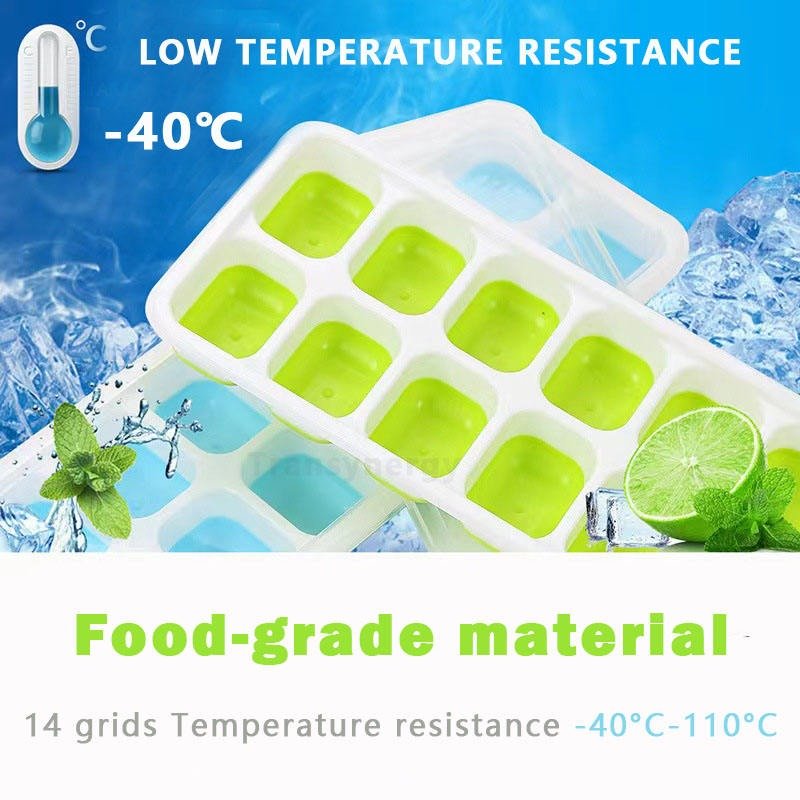 14 Grid Silicone Ice Cube Tray With Lid - Image 3
