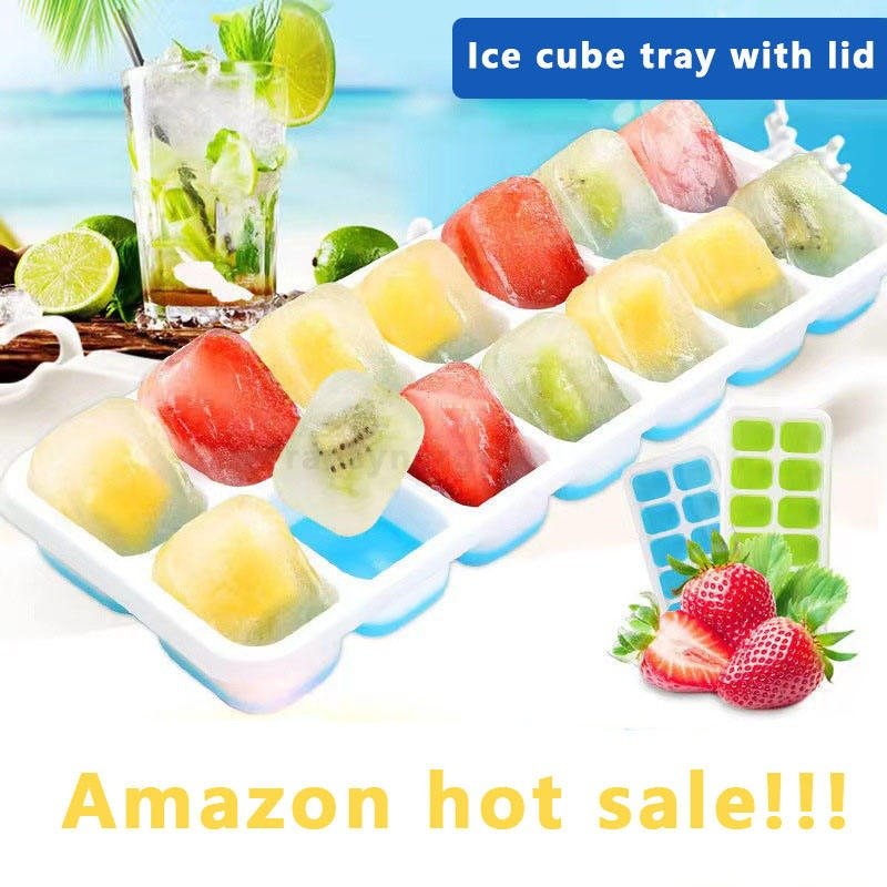 14 Grid Silicone Ice Cube Tray With Lid - Image 2