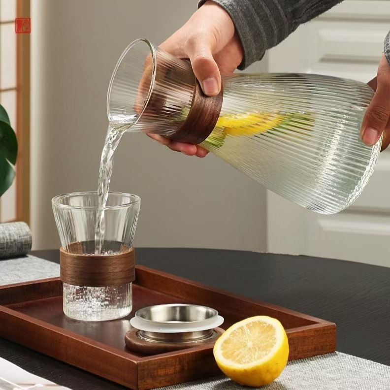 5pcs Ribbed Carafe Glass Water Set - Image 2